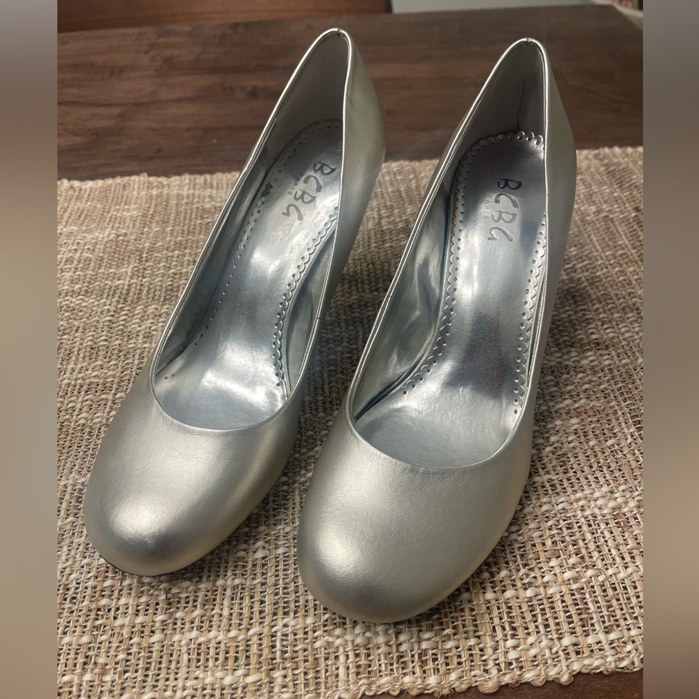BCBG Paris Silver Heels *only worn once*